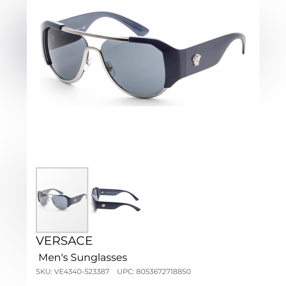 Versace, Men's Sunglasses, Blue Aviators Model:VE4340-523387
